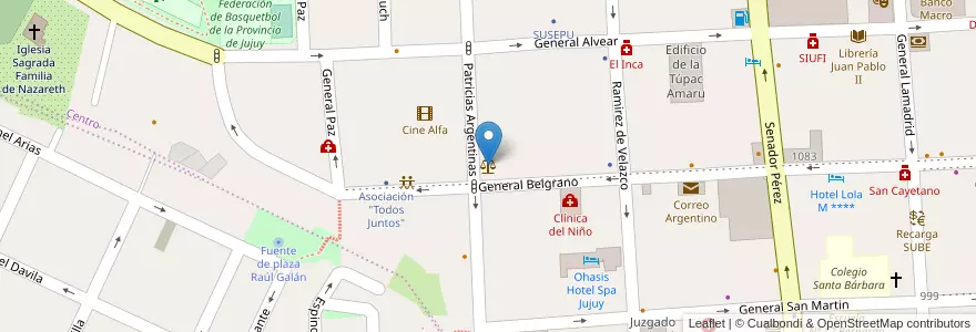 Mapa de ubicacion de Juzgado de Menores Nº 1 en 阿根廷, Jujuy, Departamento Doctor Manuel Belgrano, Municipio De San Salvador De Jujuy.