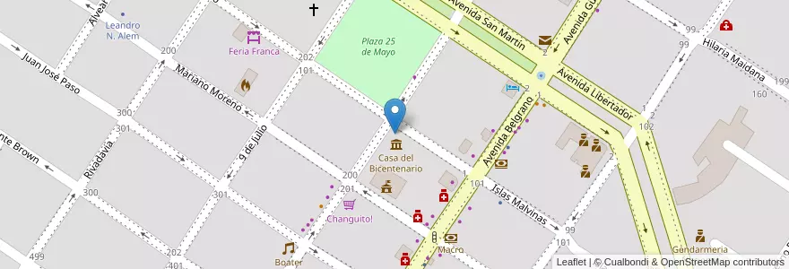Mapa de ubicacion de Juzgado de Paz en アルゼンチン, ミシオネス州, Departamento Leandro N. Alem, Municipio De Leandro N. Alem, Leandro N. Alem.