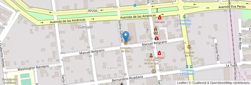 Mapa de ubicacion de Juzgado de Paz en 아르헨티나, Misiones, Departamento Capital, Municipio De Garupá, Garupá.