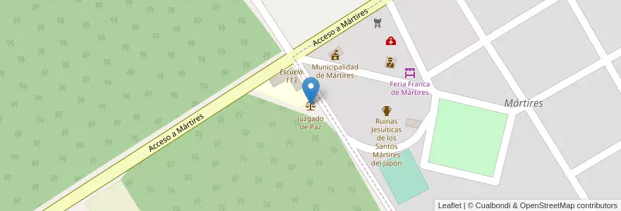 Mapa de ubicacion de Juzgado de Paz en 아르헨티나, Misiones, Departamento Candelaria, Municipio De Mártires.
