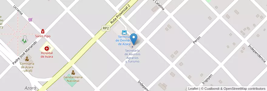 Mapa de ubicacion de Juzgado de Paz en アルゼンチン, ミシオネス州, Departamento Apóstoles, Municipio De Azara, Azara.