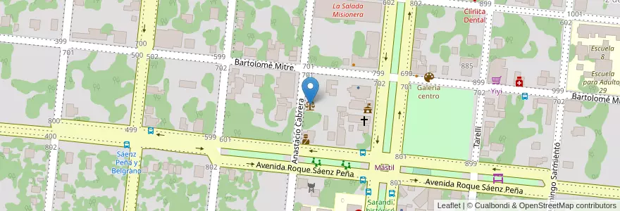 Mapa de ubicacion de Juzgado de Paz en アルゼンチン, ミシオネス州, Departamento Candelaria, Municipio De Candelaria, Candelaria.