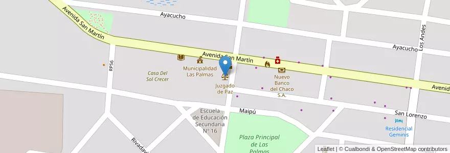 Mapa de ubicacion de Juzgado de Paz en Argentinië, Chaco, Departamento Bermejo, La Leonesa - Las Palmas, Municipio De Las Palmas.
