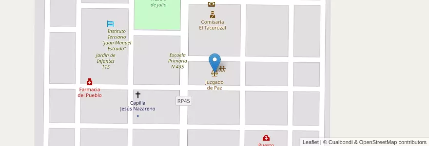 Mapa de ubicacion de Juzgado de Paz en 阿根廷, Chaco, Departamento Quitilipi, Municipio De Quitilipi, Villa Rural El Palmar.