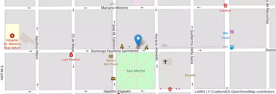 Mapa de ubicacion de Juzgado de Paz en 아르헨티나, Chaco, Departamento Fray Justo Santa María De Oro, Municipio De Santa Sylvina, Santa Sylvina.
