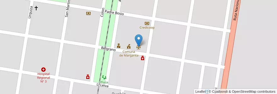 Mapa de ubicacion de Juzgado de paz en Arjantin, Santa Fe, Departamento Vera, Municipio De Margarita.