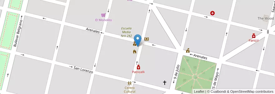 Mapa de ubicacion de Juzgado de Paz en Argentinië, Santa Fe, Departamento Iriondo, Municipio De Totoras.