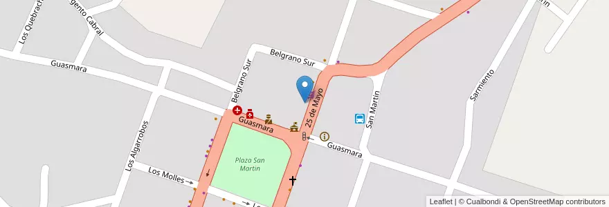 Mapa de ubicacion de Juzgado de Paz en 阿根廷, Córdoba, Departamento San Javier, Municipio De Villa De Las Rosas, Pedanía Rosas, Villa Las Rosas.