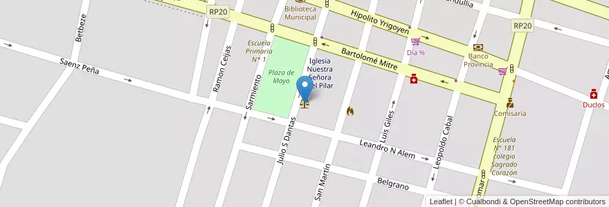 Mapa de ubicacion de Juzgado de Paz en アルゼンチン, ブエノスアイレス州, Partido De General Paz, Ranchos.