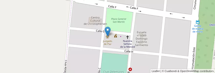 Mapa de ubicacion de Juzgado de Paz en 아르헨티나, Santa Fe, Departamento General López, Municipio De Christophersen, Christophersen.