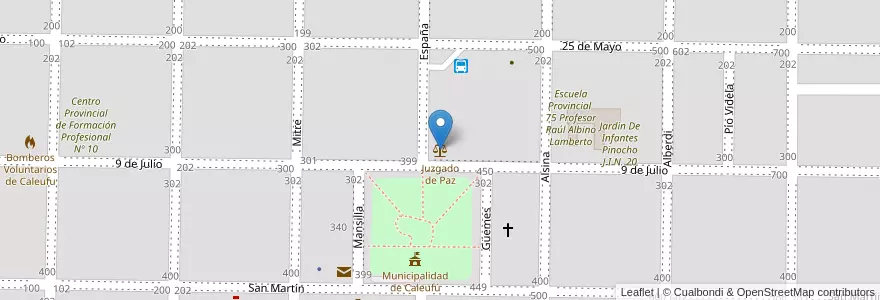 Mapa de ubicacion de Juzgado de Paz en アルゼンチン, ラ・パンパ州, Departamento Rancul, Municipio De Caleufú.