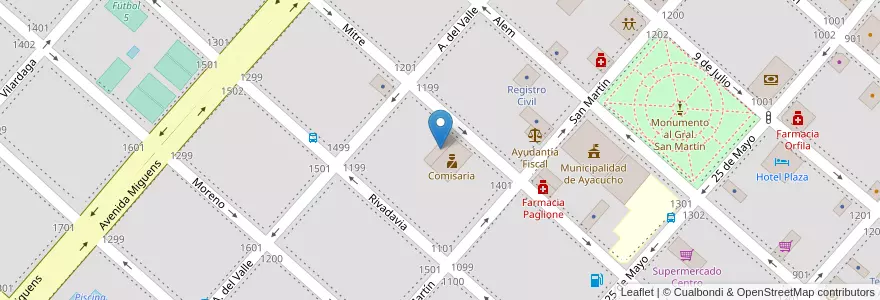 Mapa de ubicacion de Juzgado de Paz en Arjantin, Buenos Aires, Partido De Ayacucho, Ayacucho.