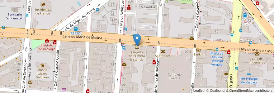 Mapa de ubicacion de Juzgado de Primera Instancia en Spanien, Autonome Gemeinschaft Madrid, Autonome Gemeinschaft Madrid, Área Metropolitana De Madrid Y Corredor Del Henares, Madrid.