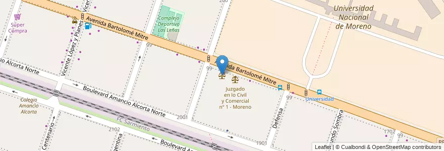 Mapa de ubicacion de Juzgado en lo Civil y Comercial nº2 - Moreno en Аргентина, Буэнос-Айрес, Partido De Moreno, Moreno.
