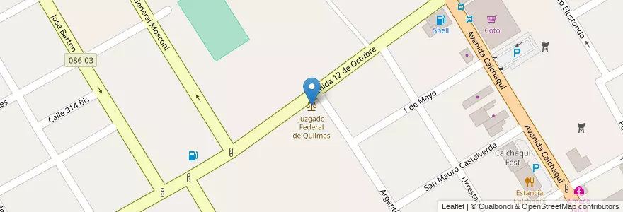 Mapa de ubicacion de Juzgado Federal de Quilmes en 阿根廷, 布宜诺斯艾利斯省, Partido De Quilmes, Quilmes.