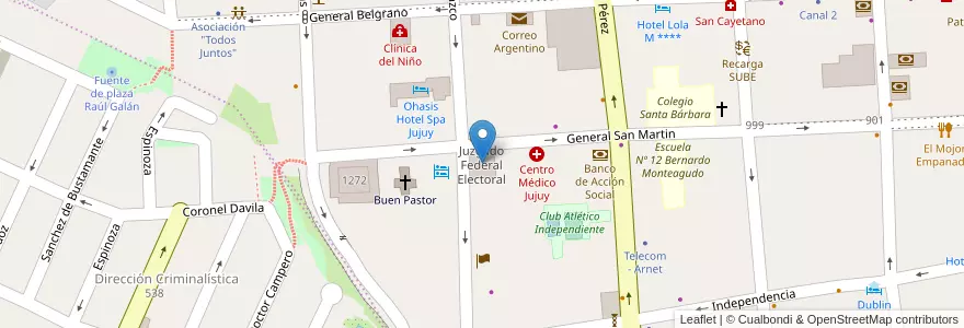 Mapa de ubicacion de Juzgado Federal Electoral en الأرجنتين, Jujuy, Departamento Doctor Manuel Belgrano, Municipio De San Salvador De Jujuy.
