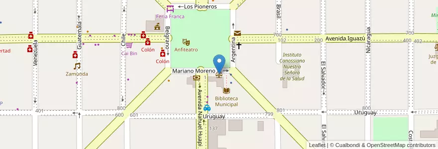 Mapa de ubicacion de Juzgado Laboral y de Familia en アルゼンチン, ミシオネス州, Departamento San Ignacio, Municipio De Jardín América.