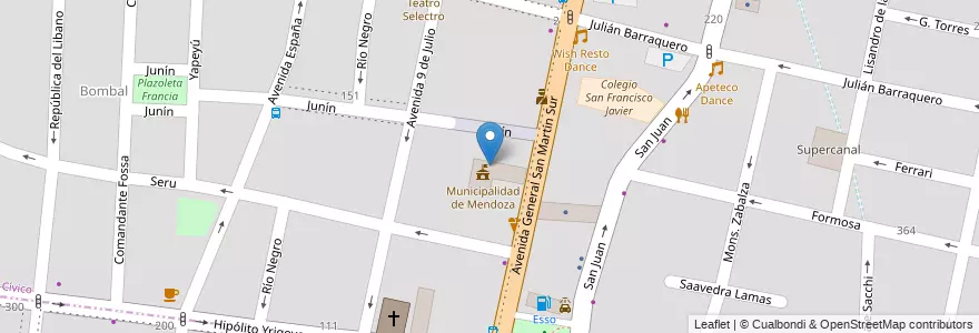 Mapa de ubicacion de Juzgados de Tránsito Mendoza en Arjantin, Şili, Mendoza, Departamento Capital, Sección 2ª Barrio Cívico, Ciudad De Mendoza.