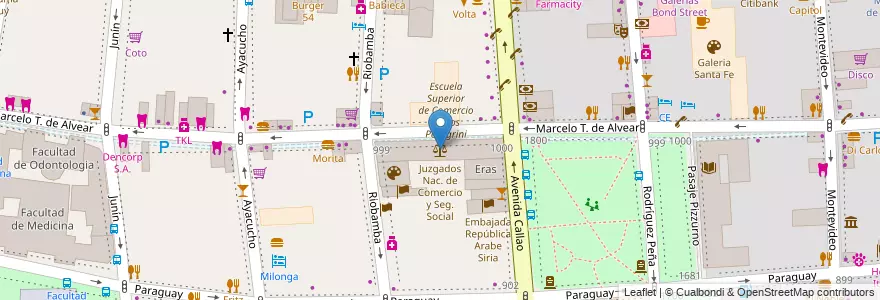 Mapa de ubicacion de Juzgados Nac. de Comercio y Seg. Social, Recoleta en Argentinië, Ciudad Autónoma De Buenos Aires, Comuna 2, Buenos Aires.