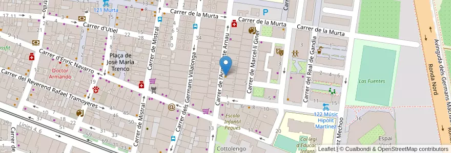 Mapa de ubicacion de Kaf Cafe en Spanien, Valencianische Gemeinschaft, Valencia, Comarca De València, Valencia.