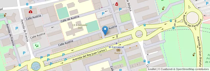 Mapa de ubicacion de Kalígula's en Испания, Мадрид, Мадрид, Área Metropolitana De Madrid Y Corredor Del Henares, Leganés.
