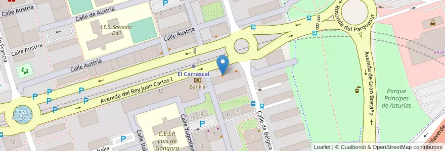 Mapa de ubicacion de Kaligula's Bar en Spanien, Autonome Gemeinschaft Madrid, Autonome Gemeinschaft Madrid, Área Metropolitana De Madrid Y Corredor Del Henares, Leganés.
