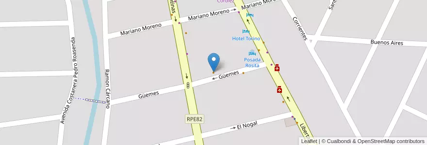 Mapa de ubicacion de Kamama Bowling en Argentinien, Provinz Córdoba, Departamento Calamuchita, Pedanía Monsalvo, Municipio De Santa Rosa De Calamuchita, Santa Rosa De Calamuchita.