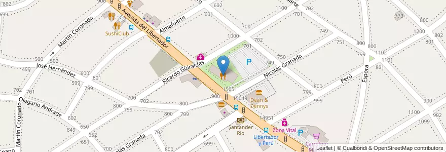 Mapa de ubicacion de Kansas Grill & Bar en アルゼンチン, ブエノスアイレス州, Partido De San Isidro, Acassuso.