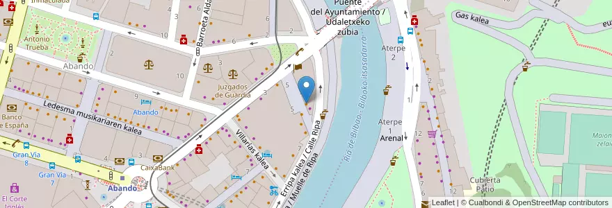 Mapa de ubicacion de Kanteen en Espagne, Pays Basque Autonome, Biscaye, Grand-Bilbao, Bilbao.
