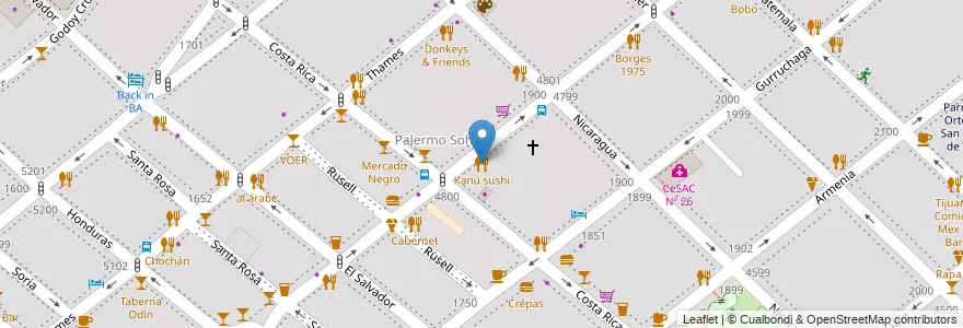 Mapa de ubicacion de Kanú sushi, Palermo en Argentina, Ciudad Autónoma De Buenos Aires, Buenos Aires.