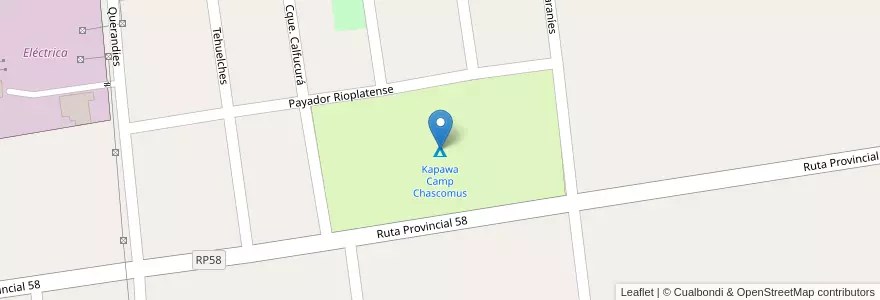 Mapa de ubicacion de Kapawa Camp Chascomus en アルゼンチン, ブエノスアイレス州, Partido De Chascomús.