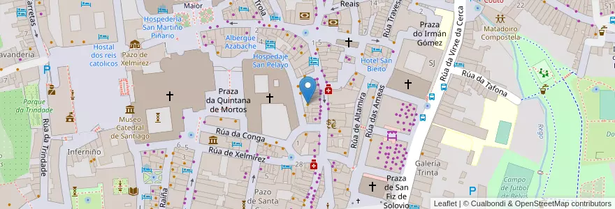 Mapa de ubicacion de Kapital en 西班牙, Galicia / Galiza, A Coruña, Santiago, Santiago De Compostela.