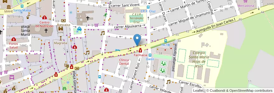 Mapa de ubicacion de Karaoke Centro en スペイン, バレンシア州, Alacant / Alicante, El Baix Vinalopó, Elx / Elche.