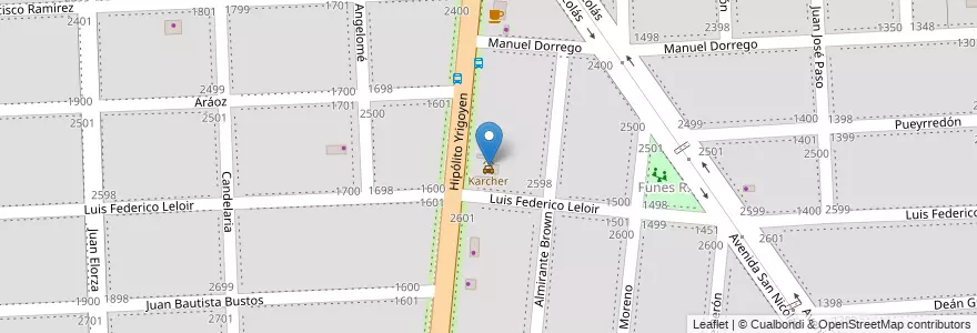 Mapa de ubicacion de Karcher en Аргентина, Санта-Фе, Departamento Rosario, Municipio De Funes, Funes.