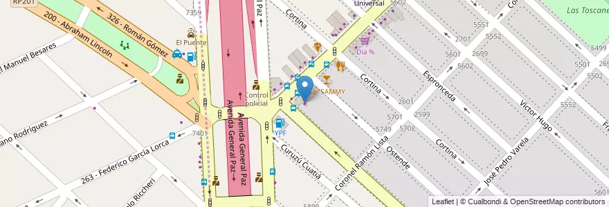 Mapa de ubicacion de Kaucho's Gomeria, Villa Real en アルゼンチン, ブエノスアイレス州, Comuna 10, Partido De Tres De Febrero.