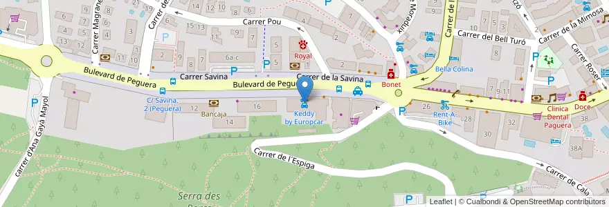 Mapa de ubicacion de Keddy by Europcar en 스페인, 발레아레스 제도, España (Mar Territorial), Serra De Tramuntana, 발레아레스 제도, Calvià.