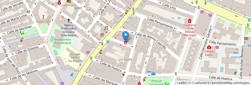 Mapa de ubicacion de Kennel en إسبانيا, منطقة مدريد, منطقة مدريد, Área Metropolitana De Madrid Y Corredor Del Henares, مدريد.