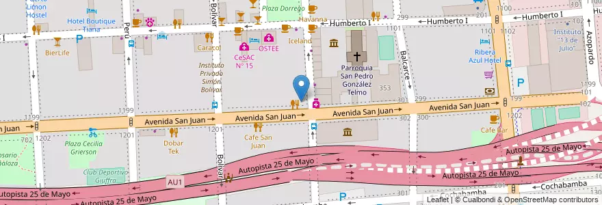 Mapa de ubicacion de Kentucky, San Telmo en Arjantin, Ciudad Autónoma De Buenos Aires, Comuna 1, Buenos Aires.