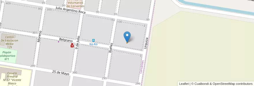 Mapa de ubicacion de Keops Disco Bar en آرژانتین, استان ریو نگرو، آرژانتین, Departamento General Roca, Municipio De Cervantes, Cervantes.