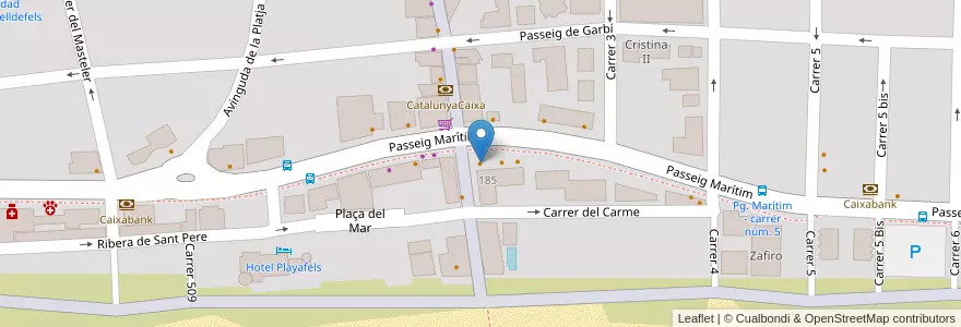 Mapa de ubicacion de Kilometro Cero en Sepanyol, Baix Llobregat, Castelldefels.