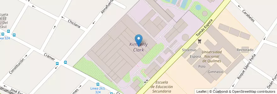 Mapa de ubicacion de Kimberly Clark en Argentine, Province De Buenos Aires, Partido De Quilmes, Bernal.