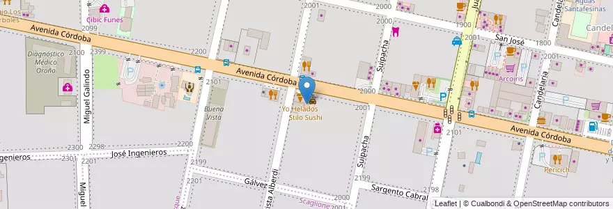 Mapa de ubicacion de Kin Koi Sushi en Arjantin, Santa Fe, Departamento Rosario, Municipio De Funes, Funes.