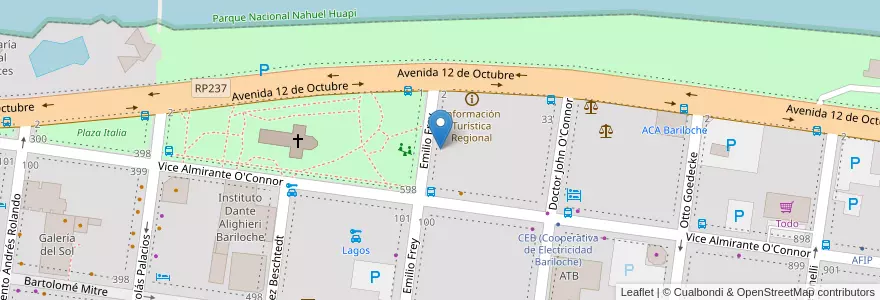 Mapa de ubicacion de Kinder.com en Argentinien, Chile, Provinz Río Negro, Departamento Bariloche, Municipio De San Carlos De Bariloche, San Carlos De Bariloche.