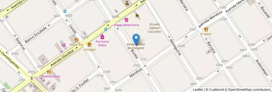 Mapa de ubicacion de Kindergarten Murrungato, Villa Urquiza en الأرجنتين, Ciudad Autónoma De Buenos Aires, Comuna 12, Buenos Aires.