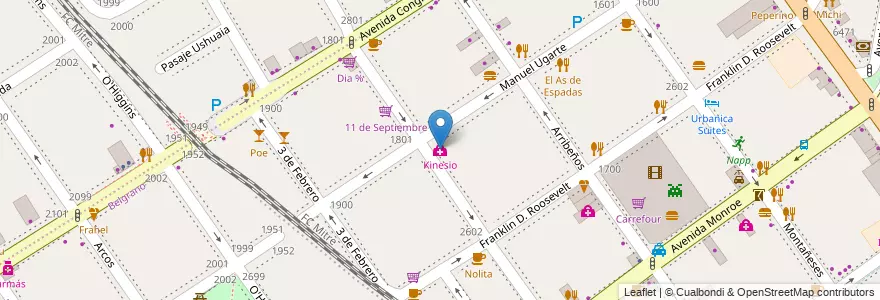 Mapa de ubicacion de Kinesio, Belgrano en آرژانتین, Ciudad Autónoma De Buenos Aires, Buenos Aires, Comuna 13.