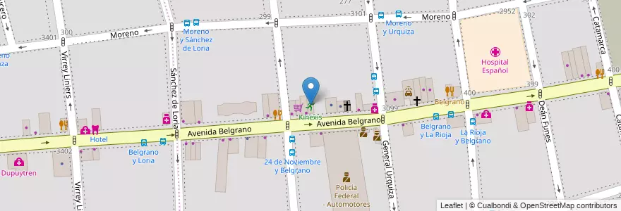 Mapa de ubicacion de Kinexis, Balvanera en Argentinië, Ciudad Autónoma De Buenos Aires, Comuna 3, Buenos Aires.