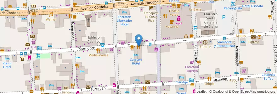 Mapa de ubicacion de King, San Nicolas en 아르헨티나, Ciudad Autónoma De Buenos Aires, Comuna 1, 부에노스아이레스.