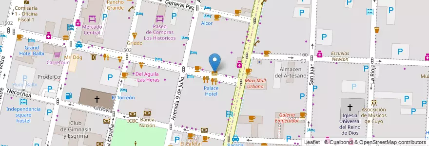 Mapa de ubicacion de Kingo en 아르헨티나, 칠레, Mendoza, Departamento Capital, Ciudad De Mendoza.