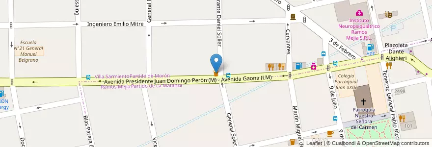 Mapa de ubicacion de King's Pub en アルゼンチン, ブエノスアイレス州, Partido De Morón, Villa Sarmiento.