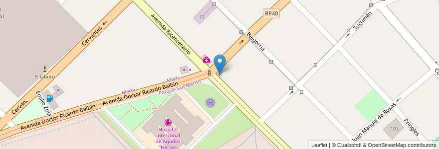 Mapa de ubicacion de Kiosco Beco en 아르헨티나, 부에노스아이레스주, Partido De Merlo, Merlo.